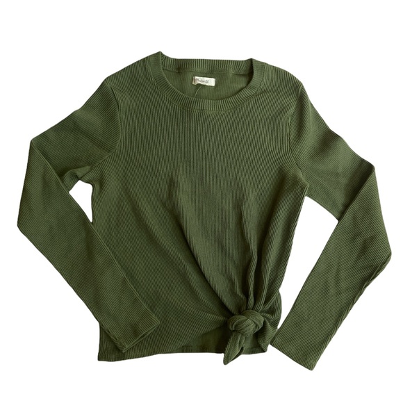 Madewell Texture & Thread Jacquard Knot-Front Top in Green Size Small NWT - Picture 2 of 8